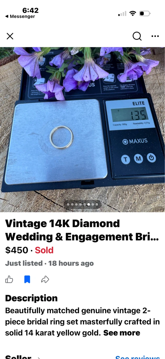 Vintage 14K Gold Diamond Bridal Ring Set - photo 5