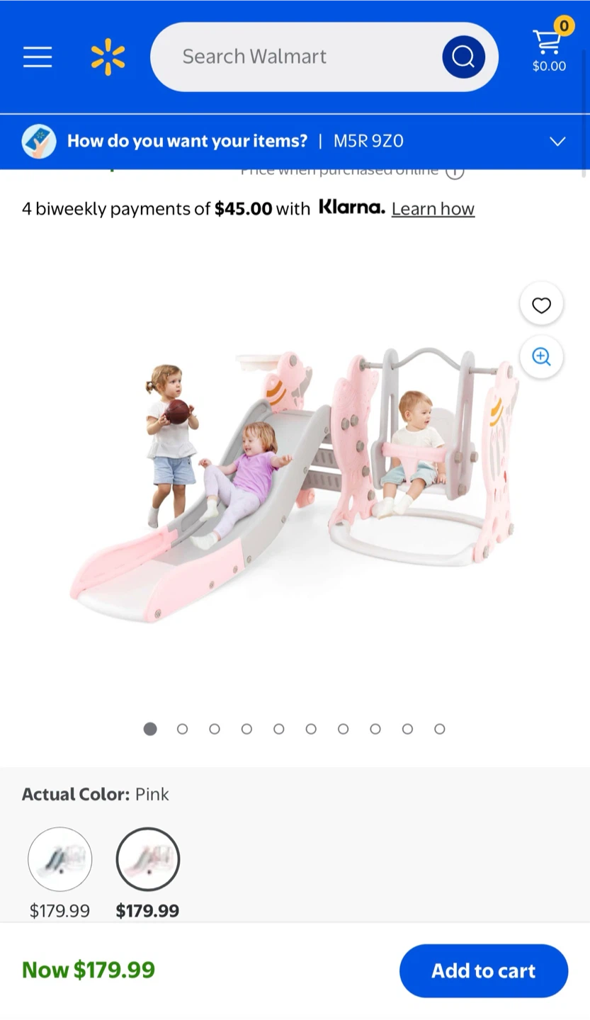 Brand NEW 4-in-1 Slide and Swing Set - Indoor & Backyard (Pink)