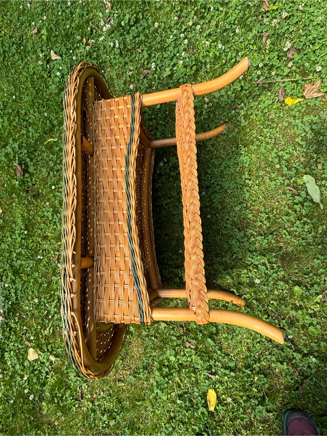 Vintage Rattan Coffee Table with Shelf – Boho, Cottage Style - photo 2