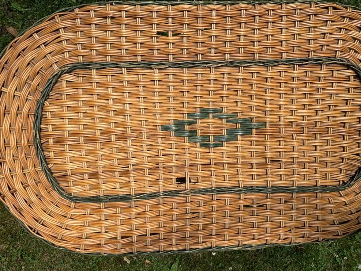 Vintage Rattan Coffee Table with Shelf – Boho, Cottage Style - photo 3