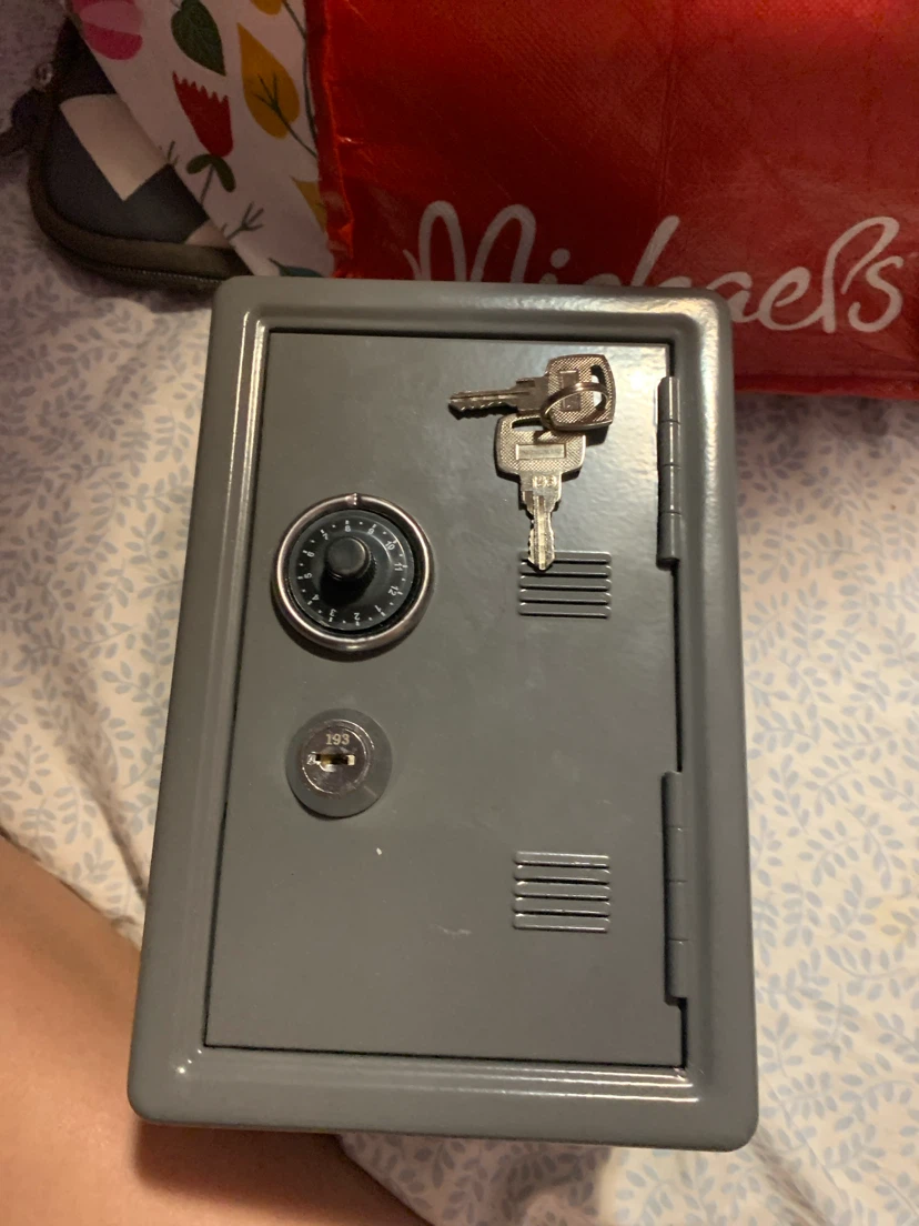 Grey Combination Lock Safe with Keys for money