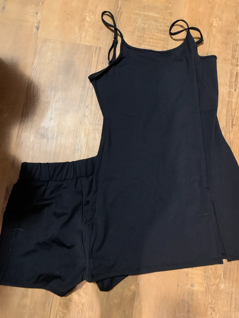 Black tennis dress, and Shorts Set