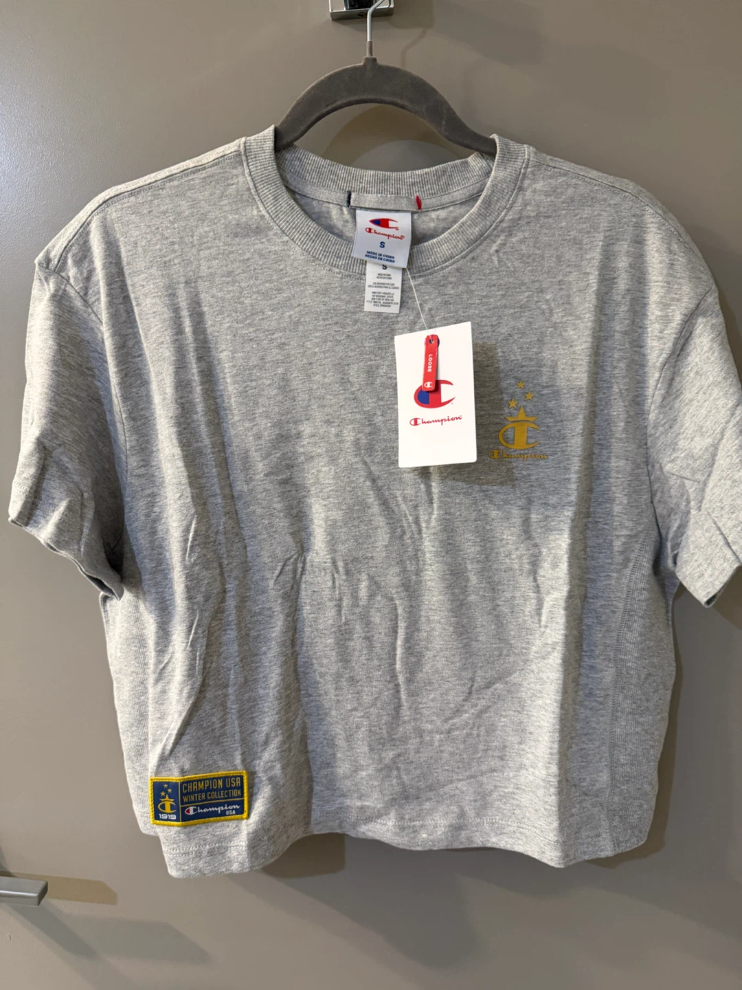 NWT Champion Gold Medal Cropped T-Shirt Size S