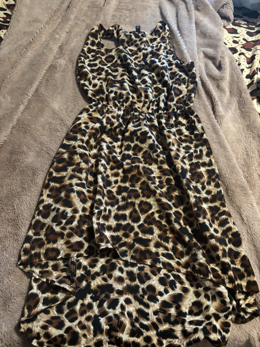 U2B Leopard Print Sleeveless High-Low Dress M/L