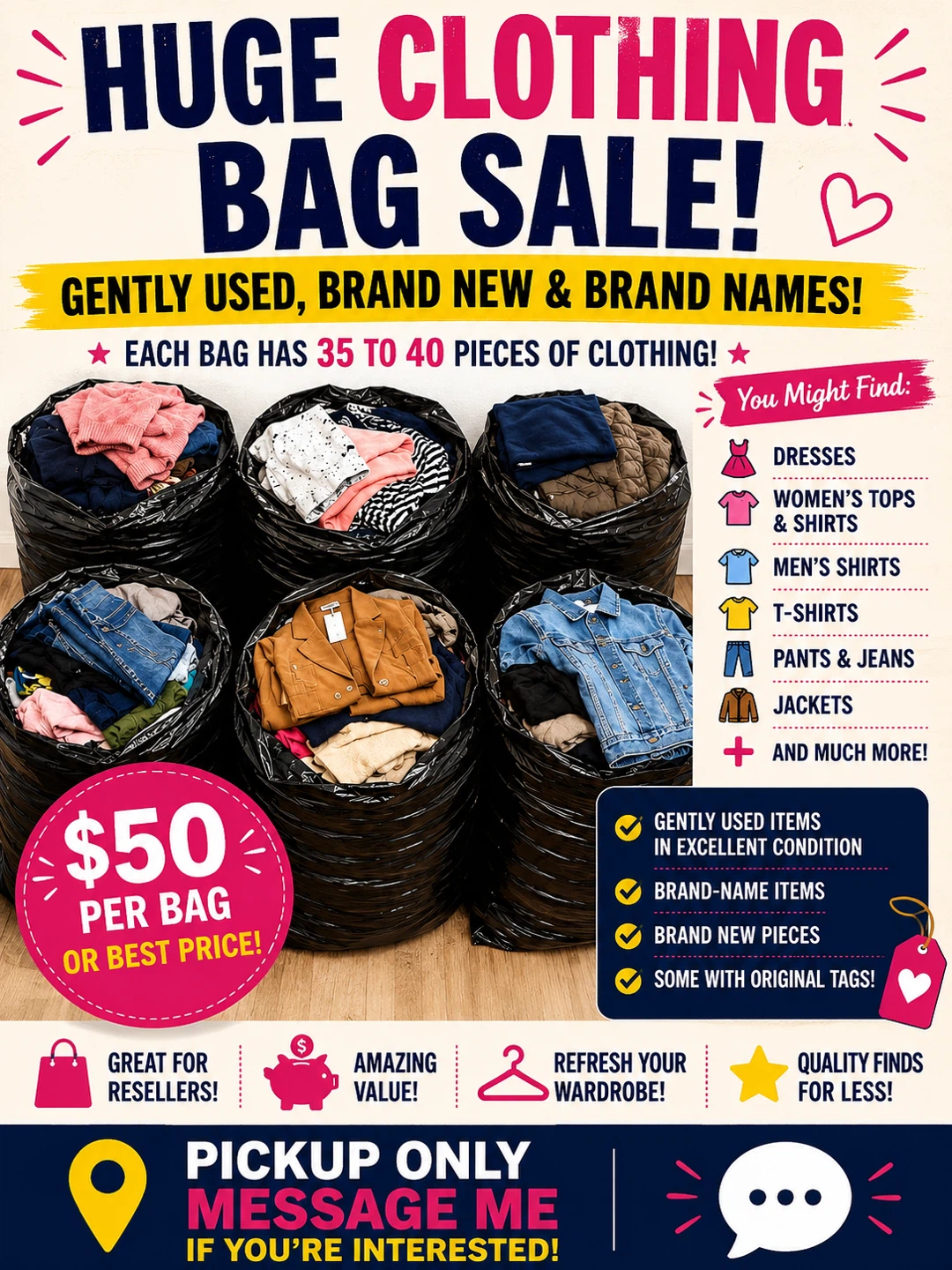 Clothing Bag Sale - Gently Used, Brand New & Brand Names