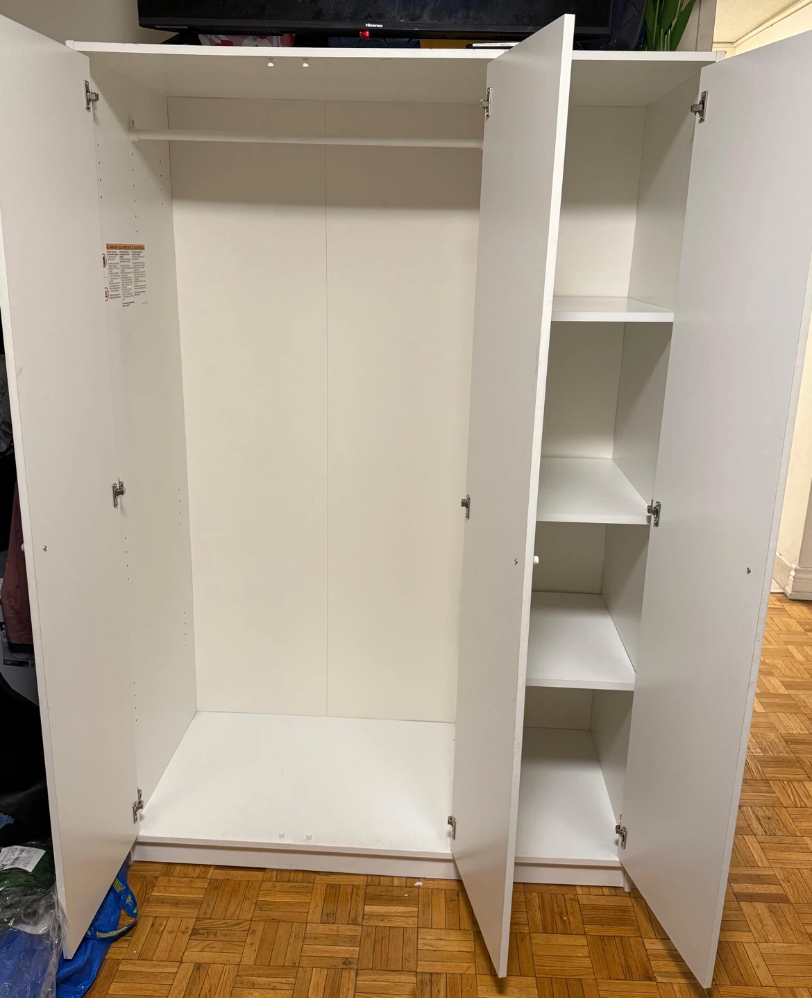 White 3-Door Kleppsted IKEA Wardrobe with Floral Decals - photo 2