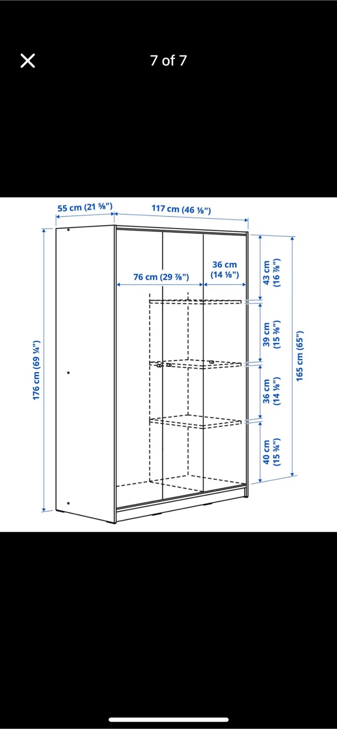 White 3-Door Kleppsted IKEA Wardrobe with Floral Decals - photo 3