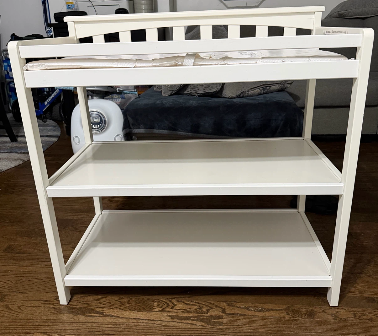 White Baby Changing Table with 2 Shelves - photo 2
