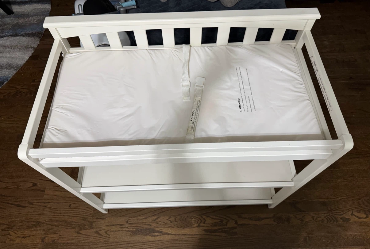 White Baby Changing Table with 2 Shelves - photo 3