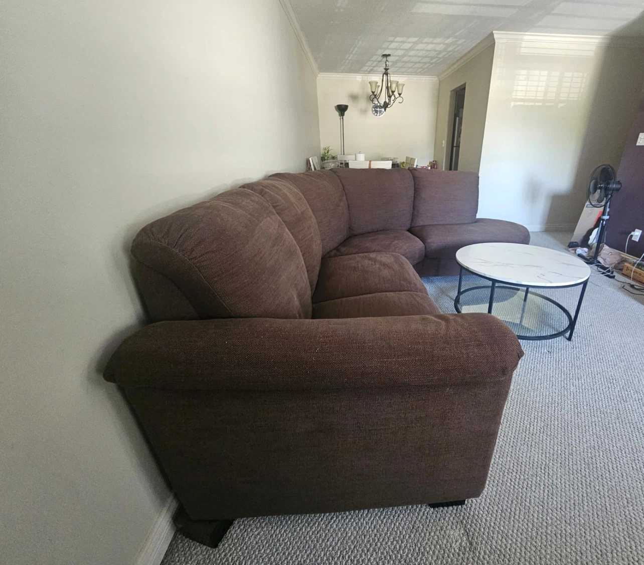 Maroon Curved Sectional Couch - photo 2