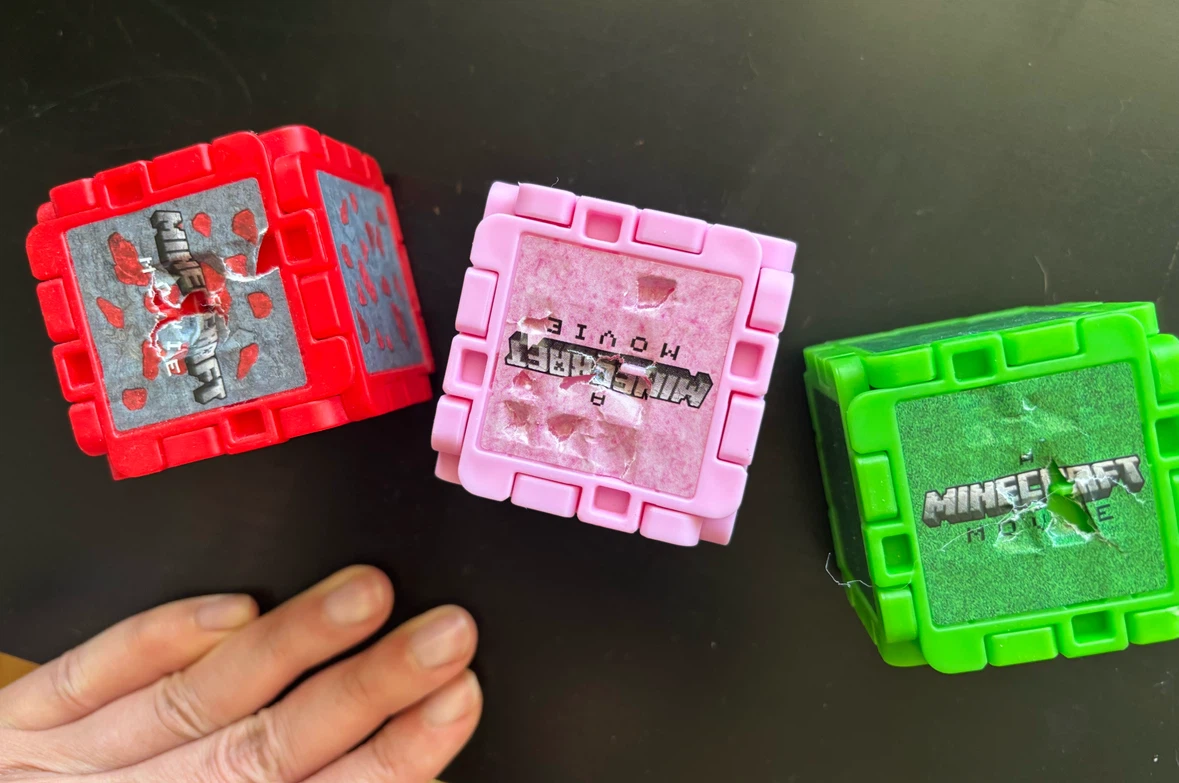 Minecraft Movie Mini Cubes - Red, Pink, Green