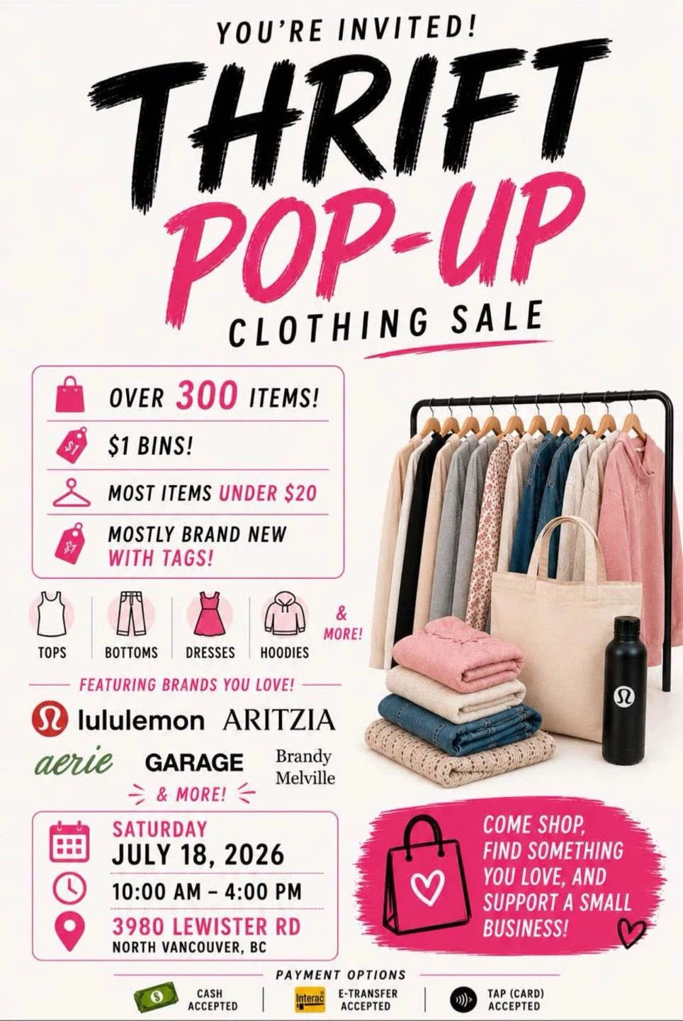 Thrift Pop-Up Clothing Sale - North Vancouver BC