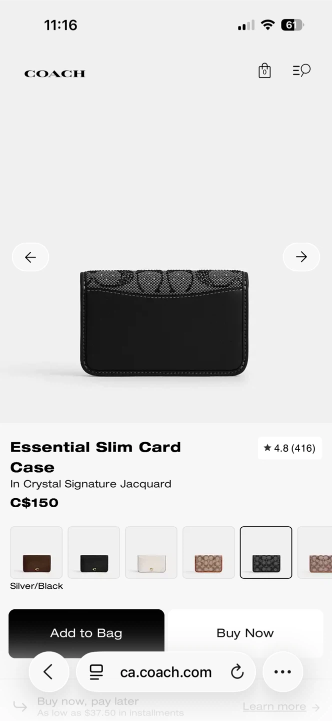 Coach Essential Slim Card Case in Crystal Signature Jacquard - photo 3