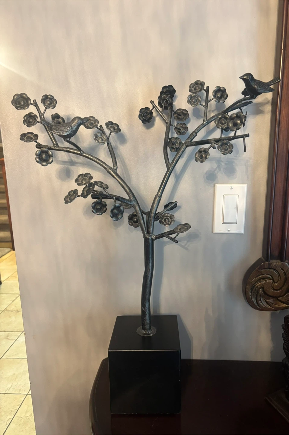 Metal Tree Sculpture with Birds - photo 2