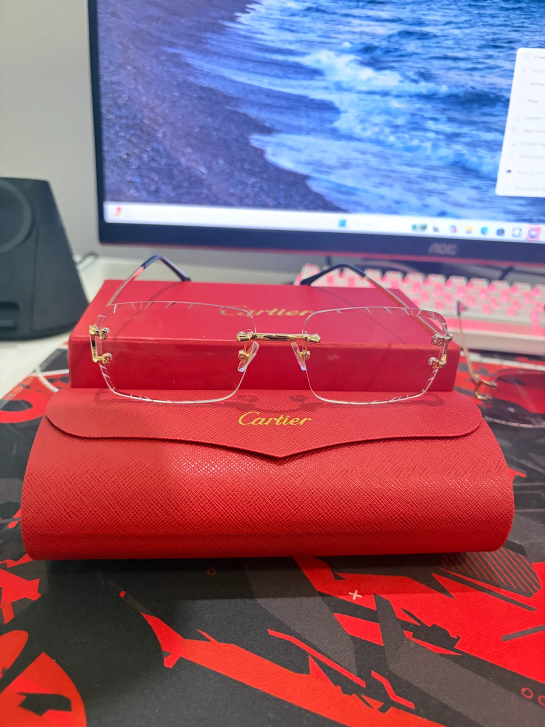Cartier Rimless Eyeglasses with Red Case - photo 2