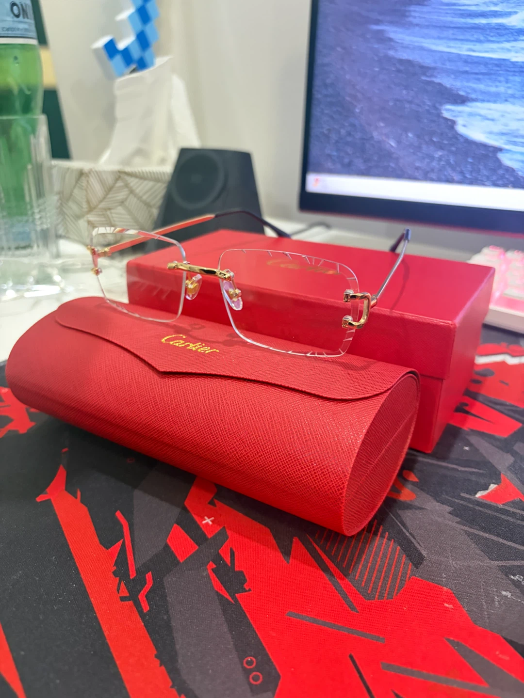 Cartier Rimless Eyeglasses with Red Case - photo 3