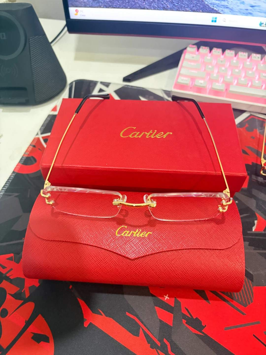 Cartier Rimless Eyeglasses with Red Case - photo 4