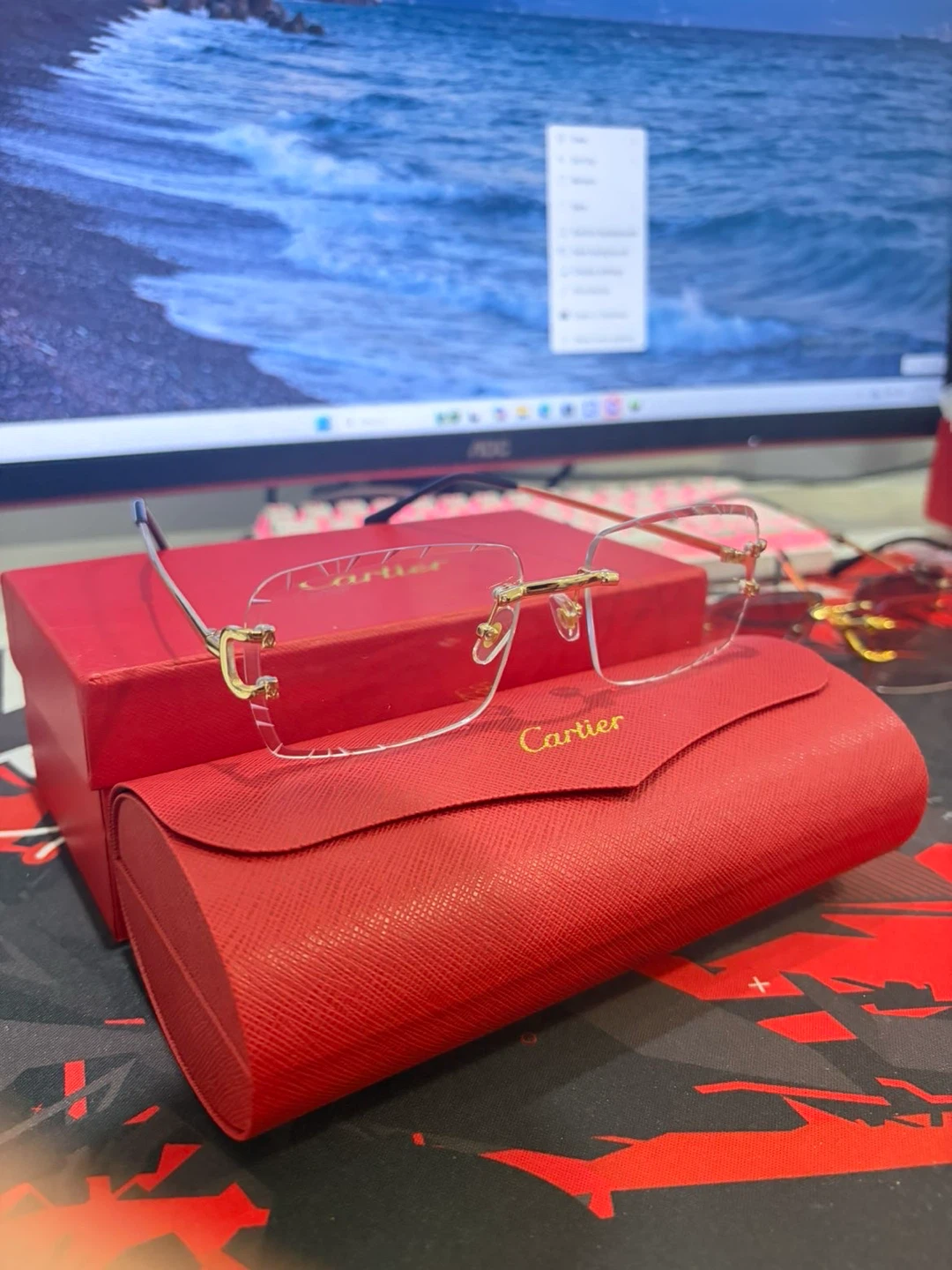 Cartier Rimless Glasses with Red Case - photo 3