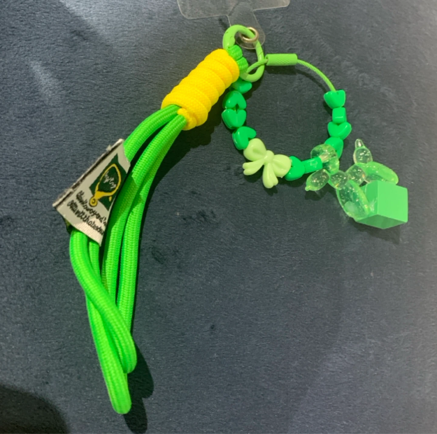 Green Beaded Phone Bag Keychain with Charms