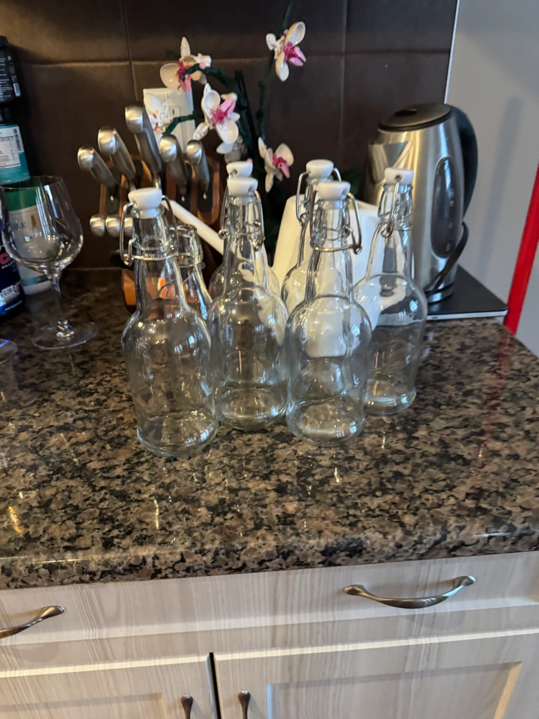 Set of 6 Glass Swing Top Bottles