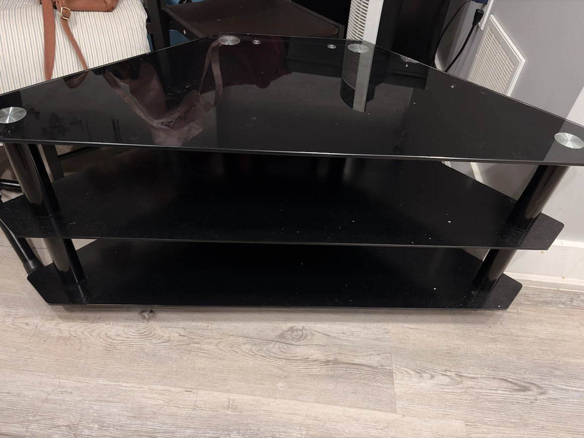 Black 3-Tier Corner Media Stand