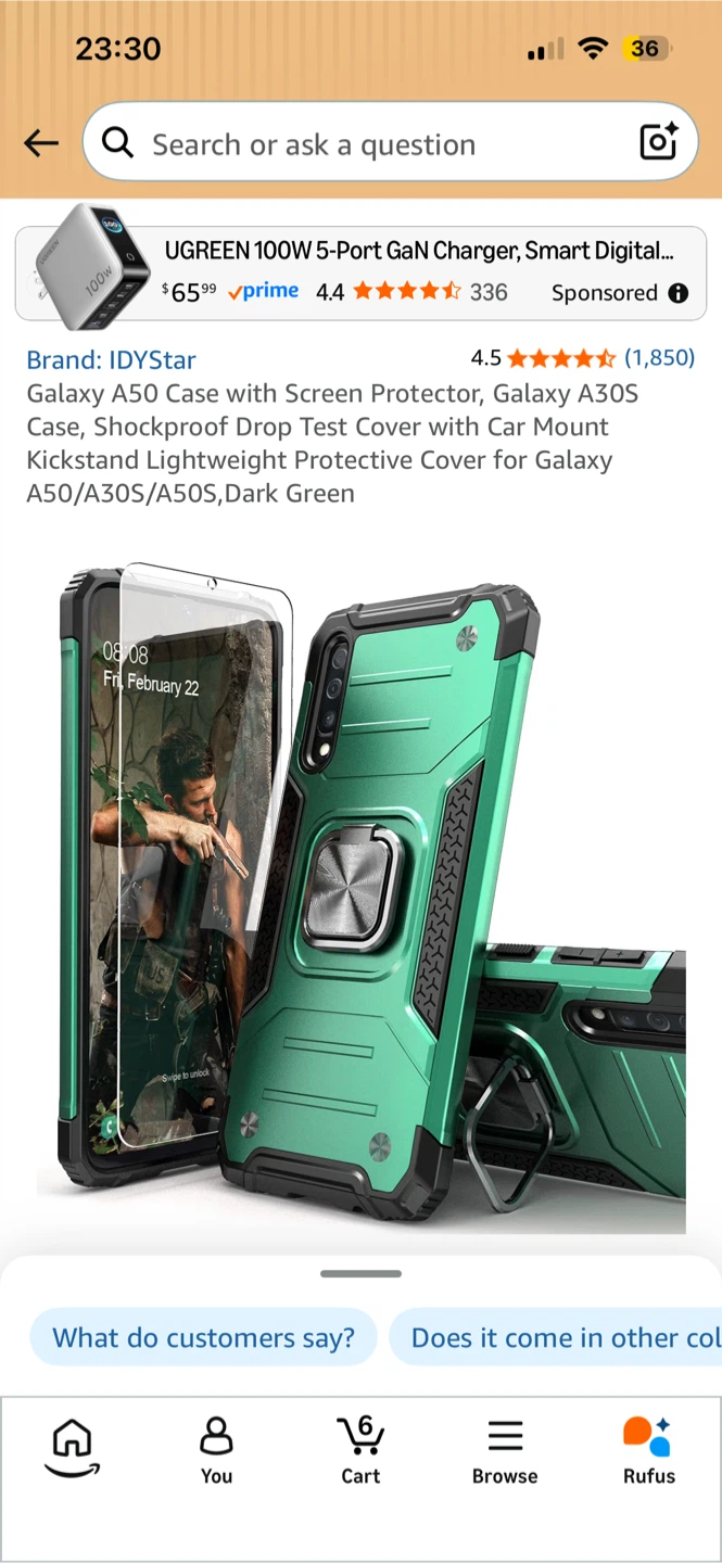 IDYStar Dark Green Protective Case for Galaxy A50/A30S/A50S
