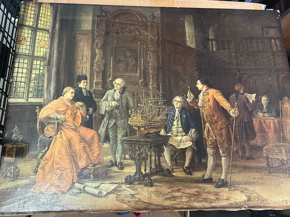 Print on canvas The Conference" by  Margaret Dovaston.