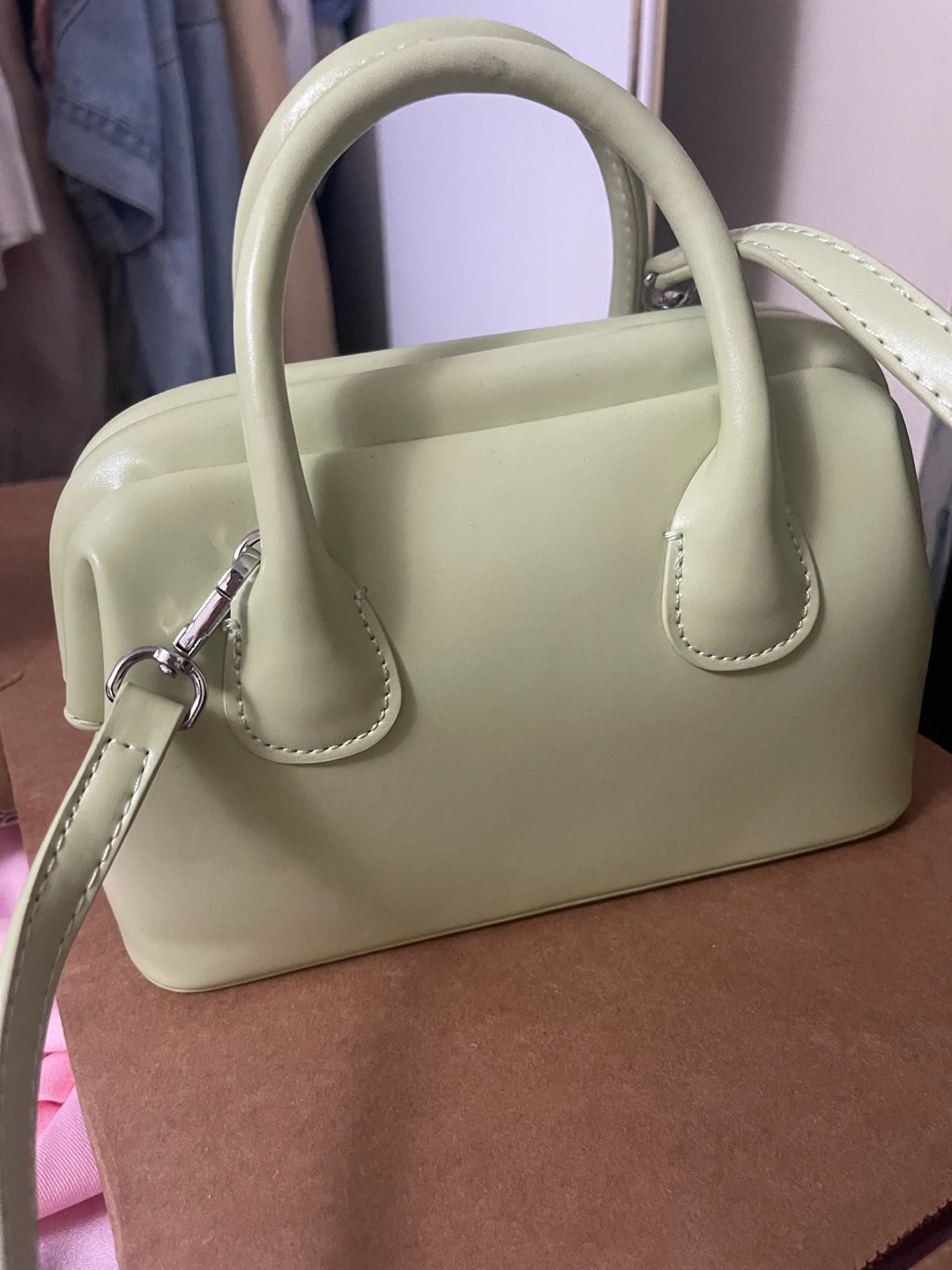 Soft Candy Apple Green Women's Top-Handle Crossbody Bag