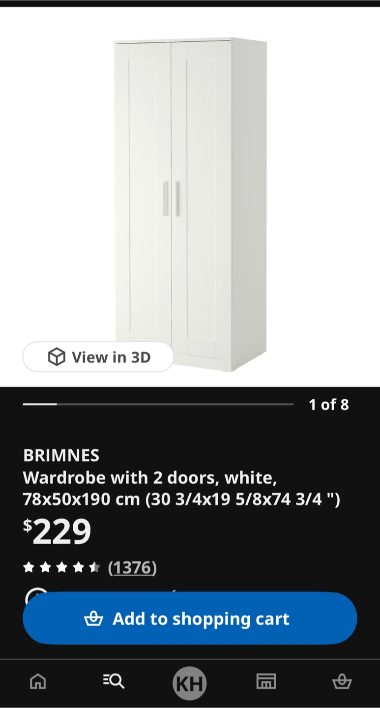 IKEA BRIMNES Wardrobe with 2 doors, black - photo 3