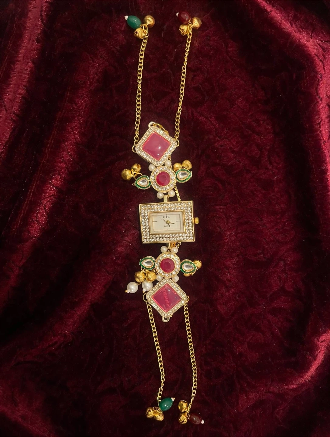 Elegant Women's Watch with Red Stones