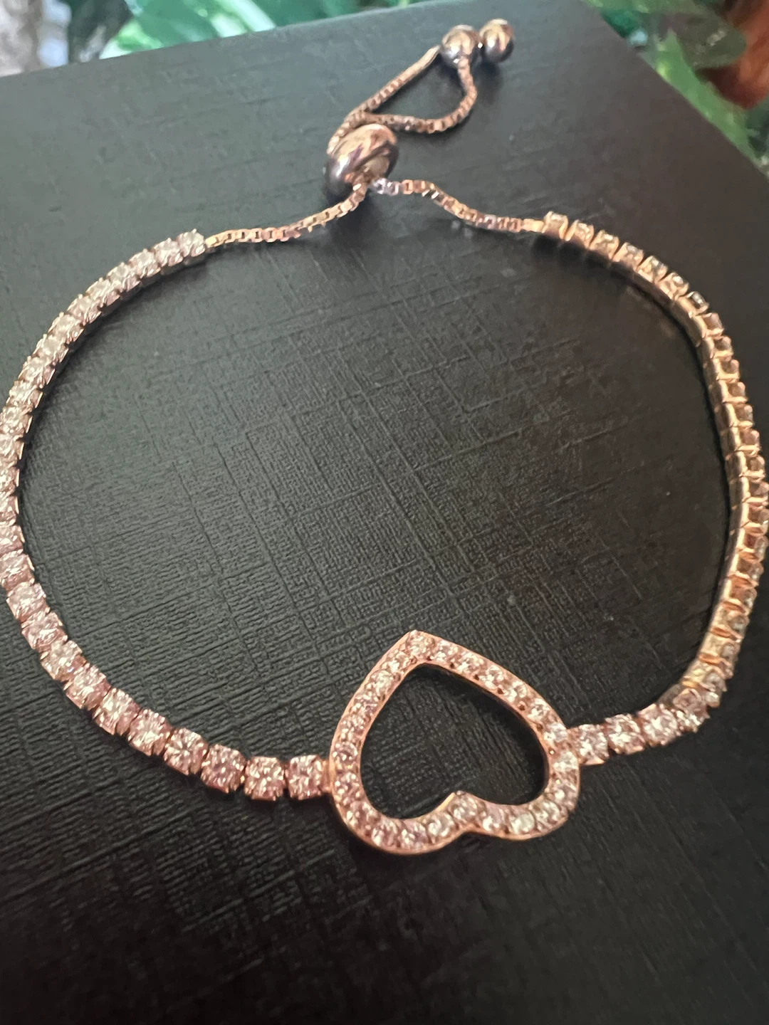 925 silver Tennis Bracelet with Heart Charm