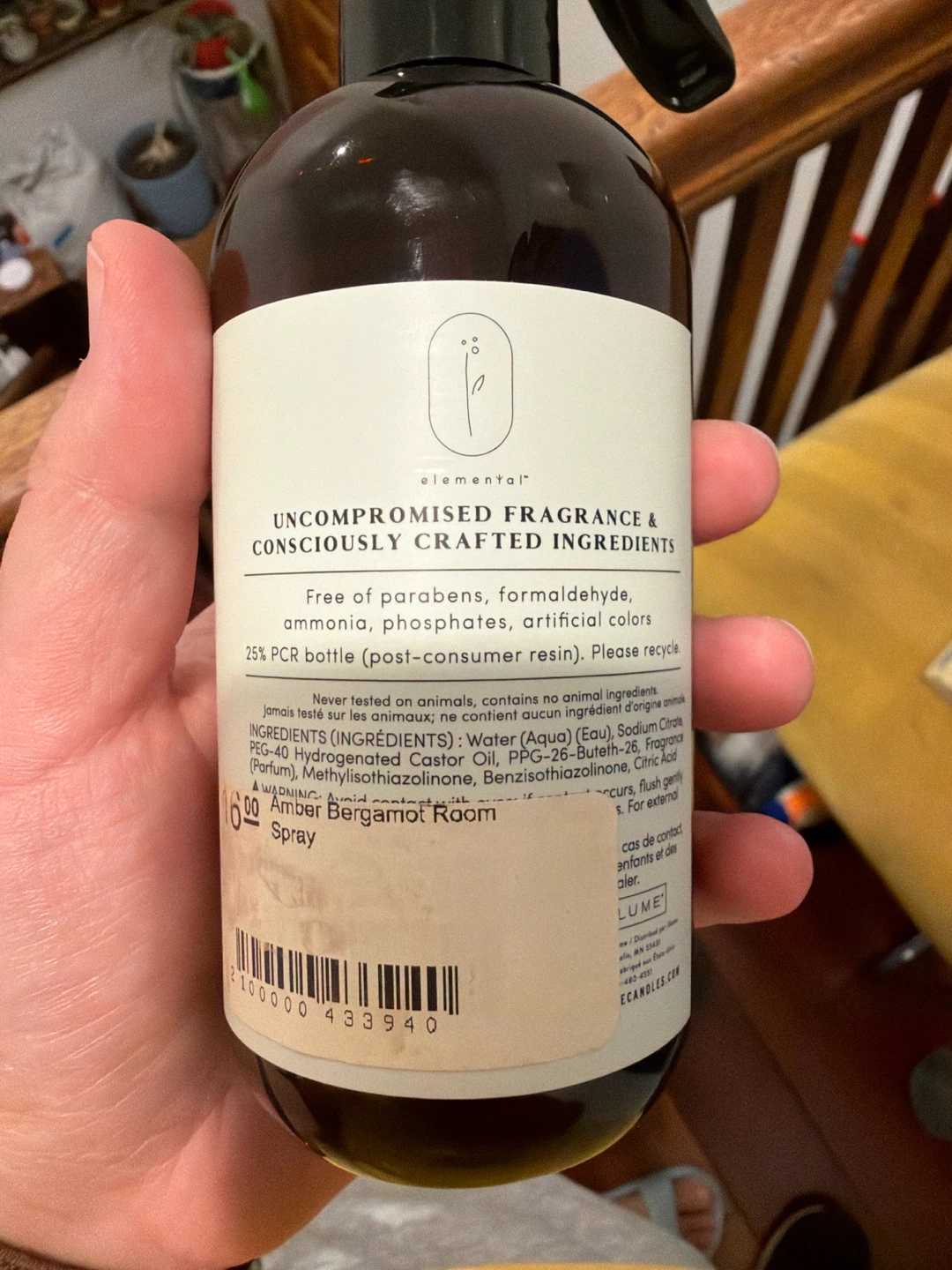 Elemental Amber Bergamot Room Spray 8oz - photo 2