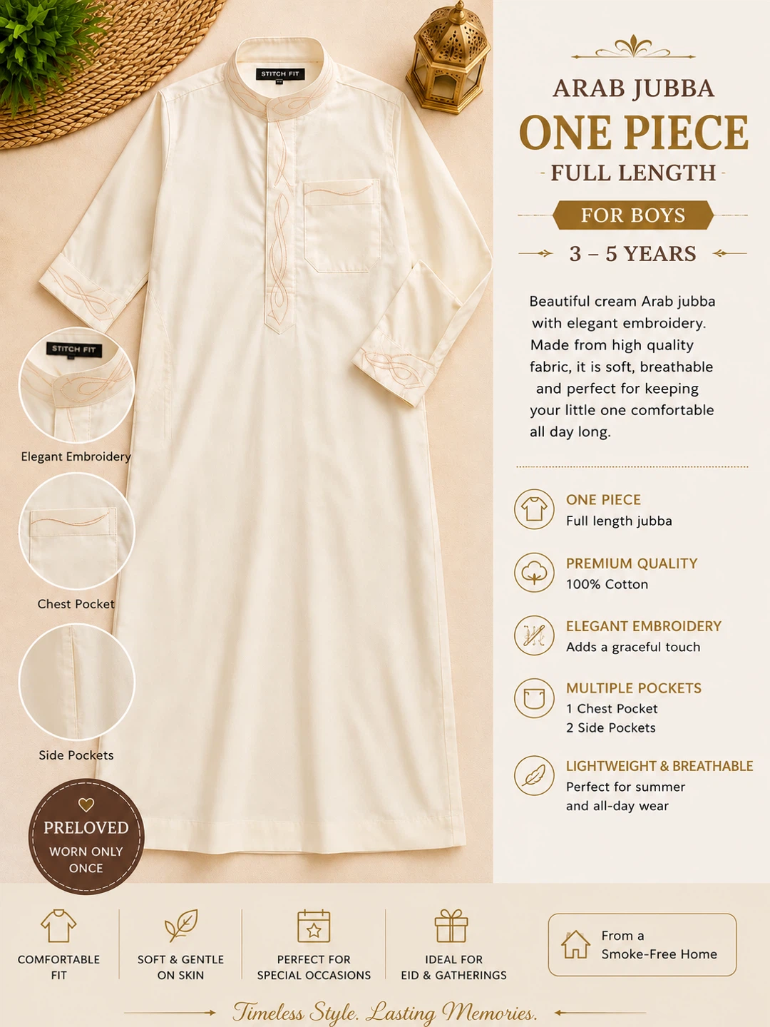 Stitch Fit Arab Jubba One Piece for Boys 3-5 Years