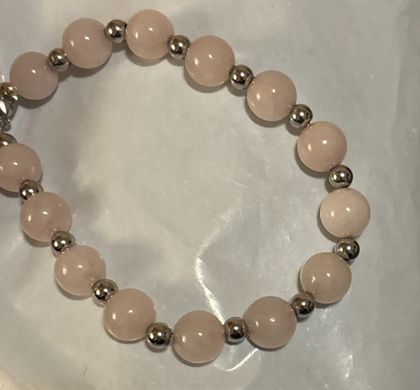 Rose Quartz and Silver Beaded Bracelet - photo 2