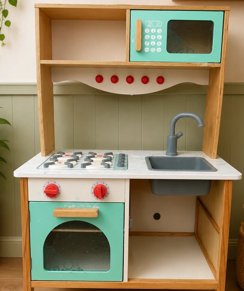 Wooden Play Kitchen with Microwave and Oven - photo 2