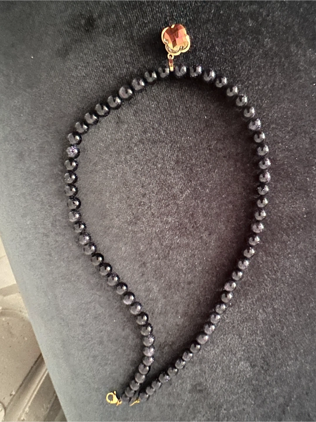 Blue Sandstone Beaded Necklace with Charm