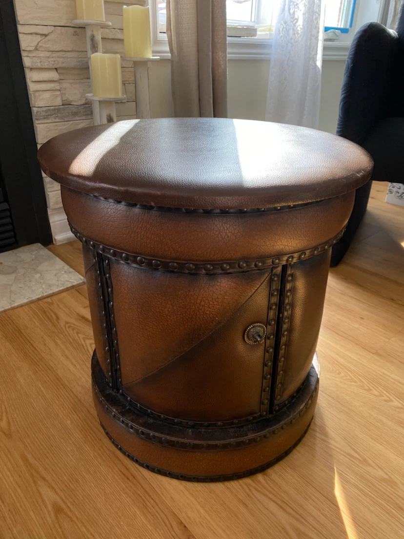 Brown Faux Leather Storage Ottoman