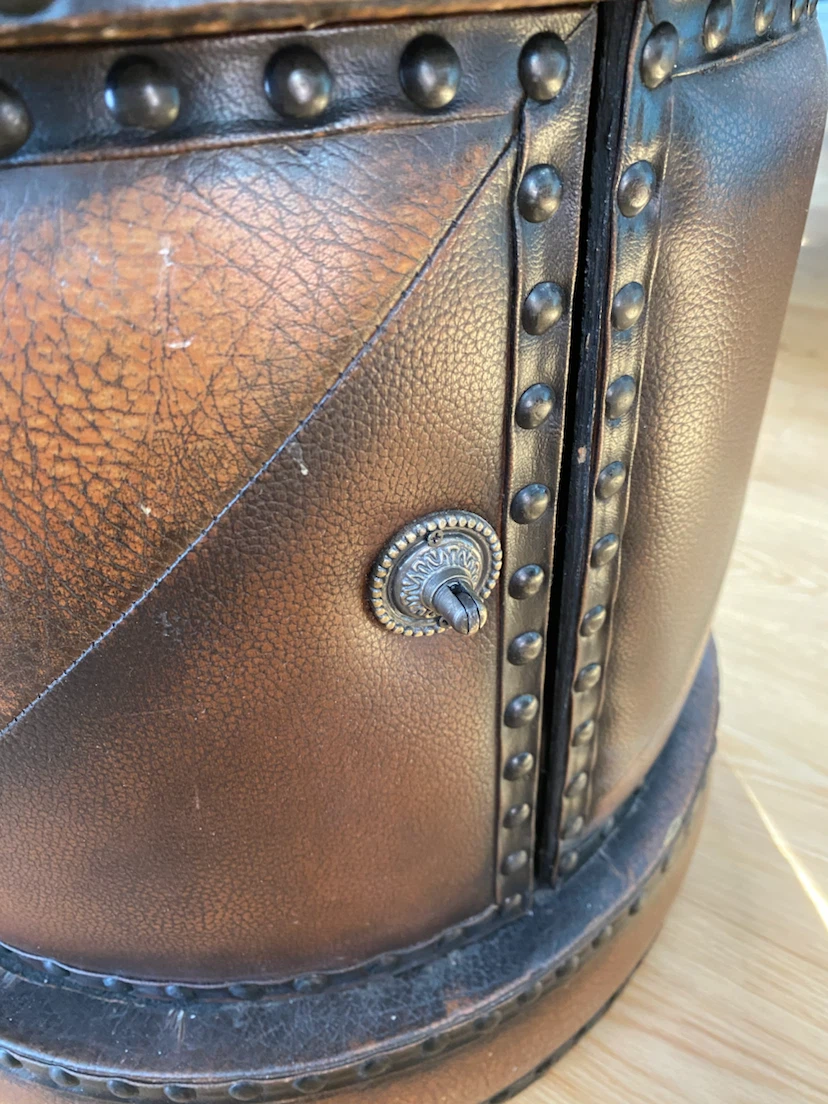 Brown Faux Leather Storage Ottoman - photo 2