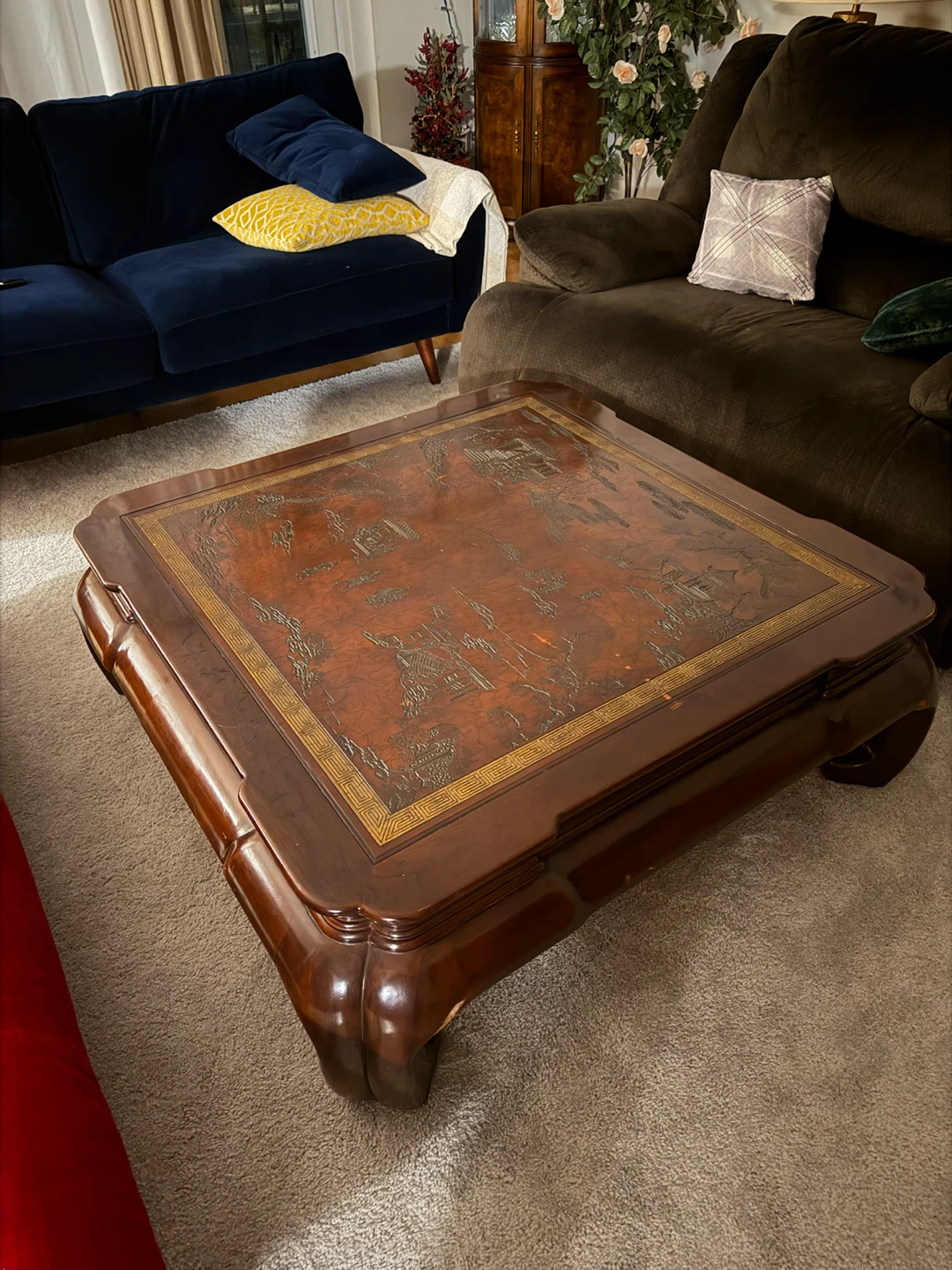 Vintage Carved Wood Coffee Table - photo 3
