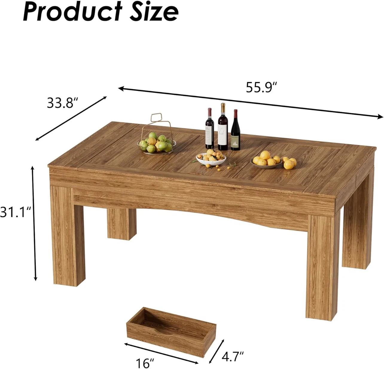 Wooden Dining Table with Removable Drawers - photo 2