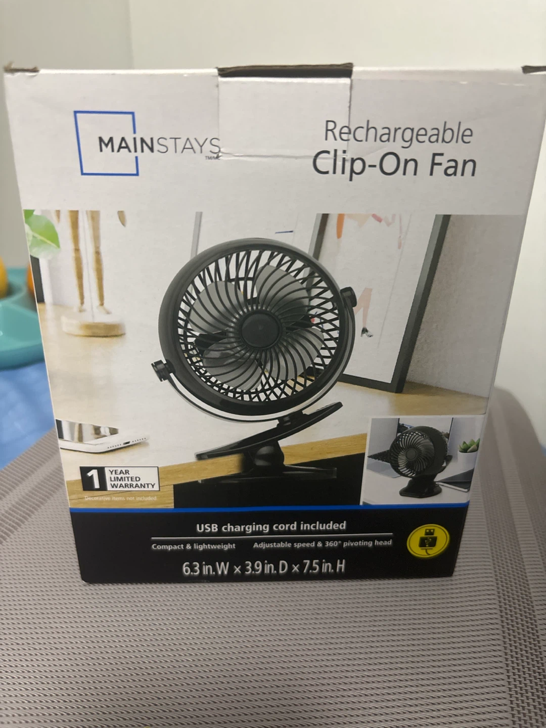 Mainstays Rechargeable Clip-On Fan