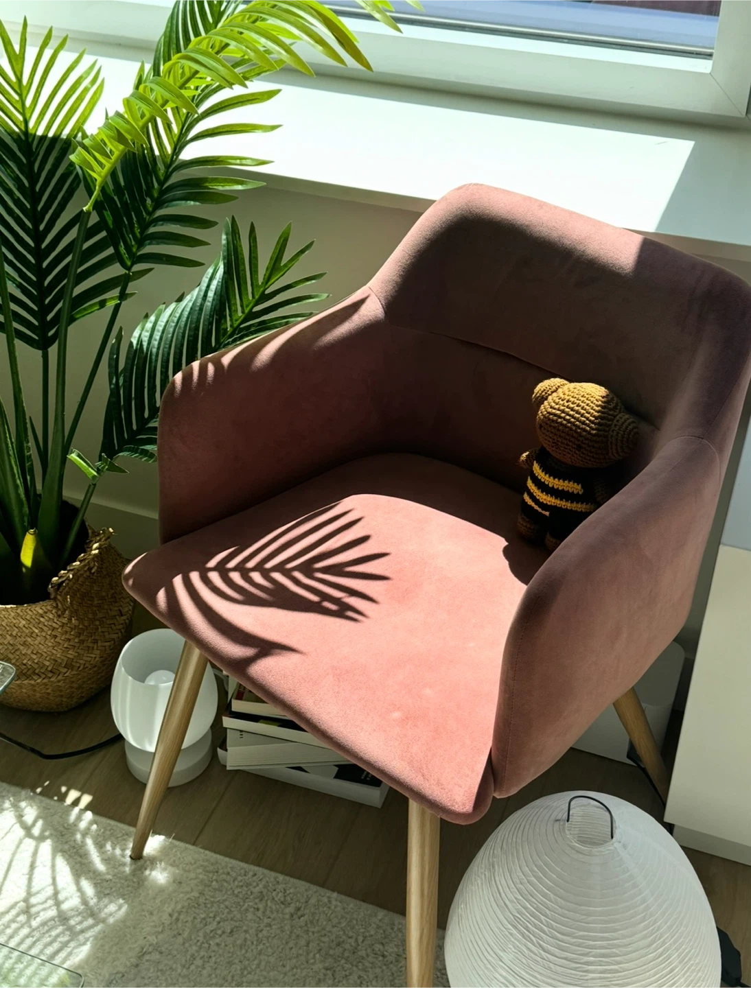 Pink Velvet Accent Chair