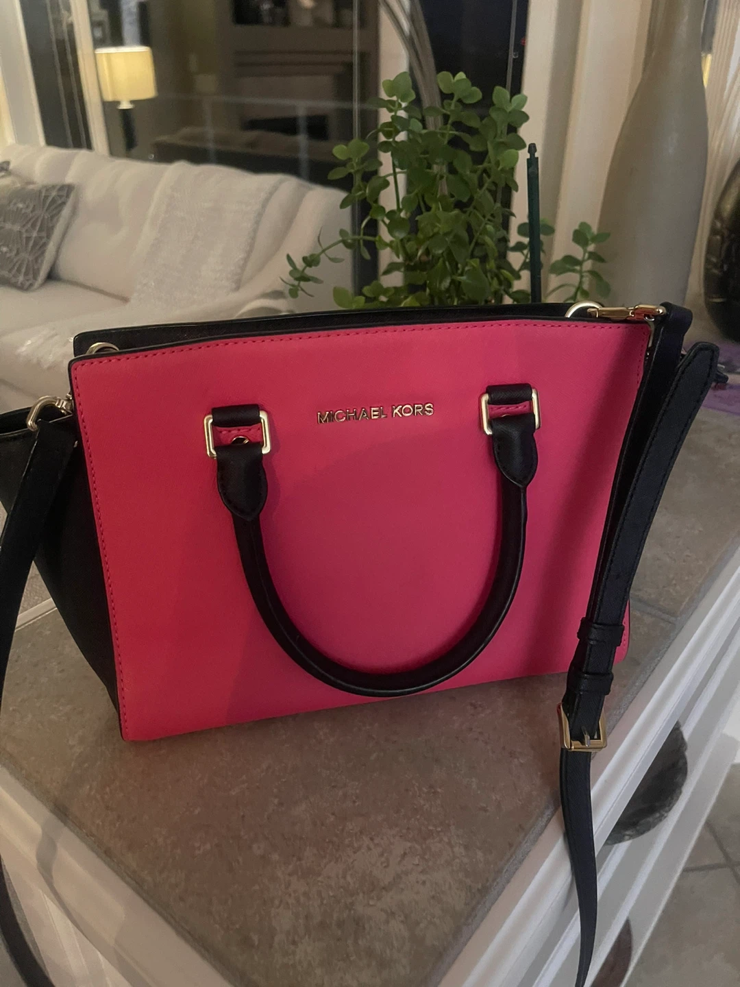 MICHAEL KORS Pink and Black Tote Bag