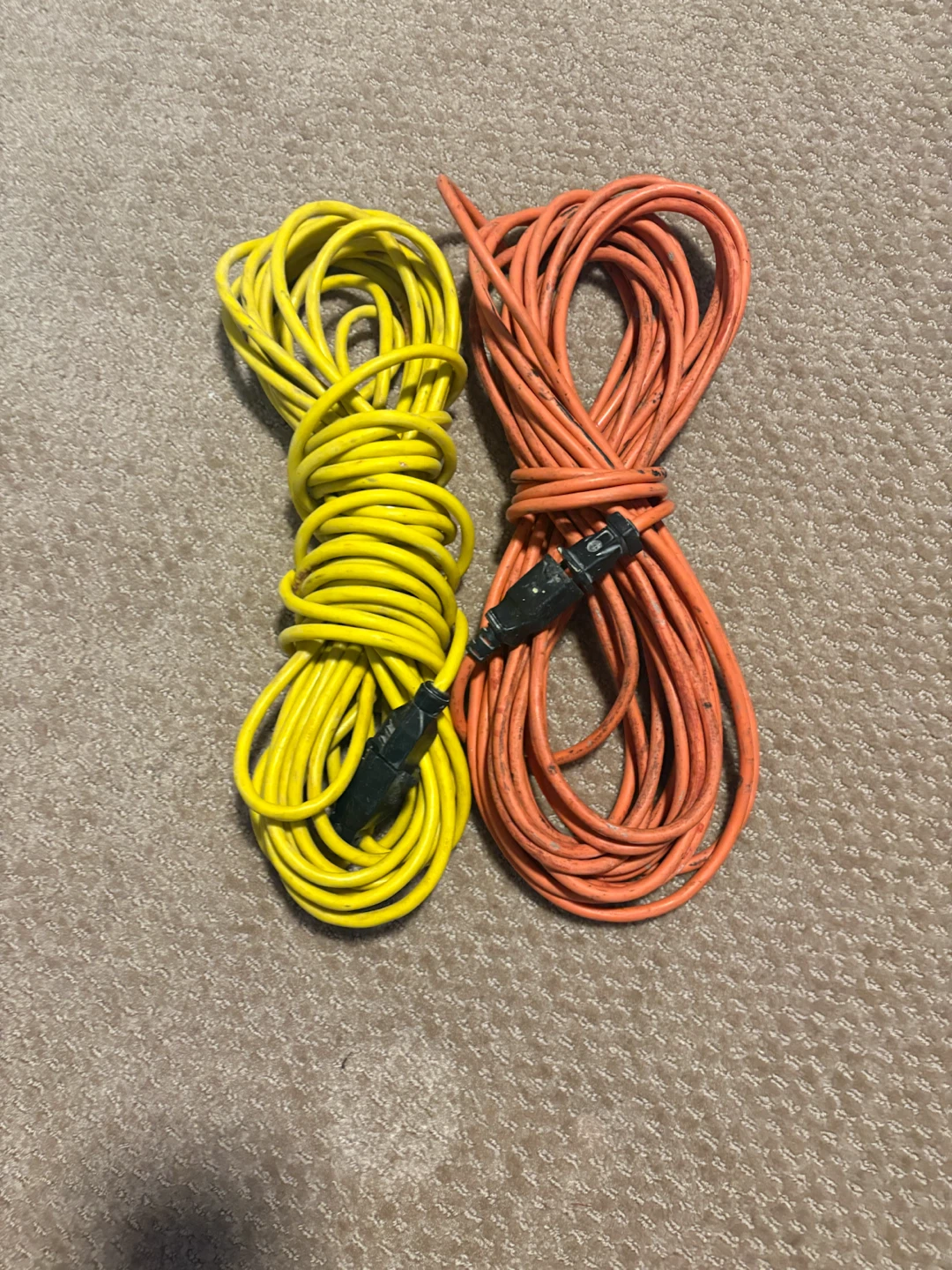 2 Extension Cords - Yellow and Orange