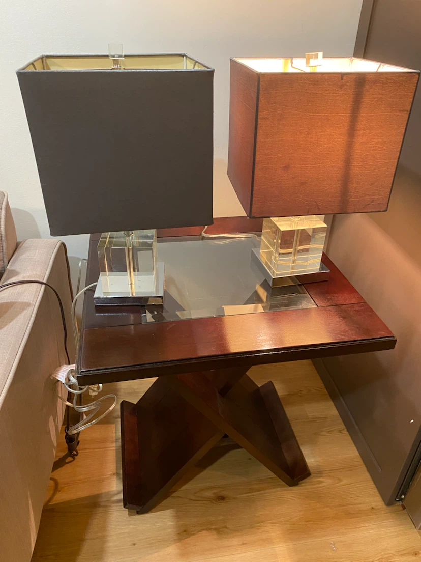 Set of 2 modern cube base table lamps - photo 2