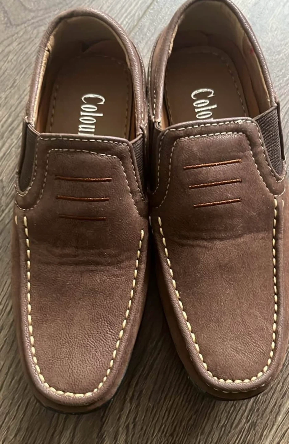 Colour brand brown slip-on shoes