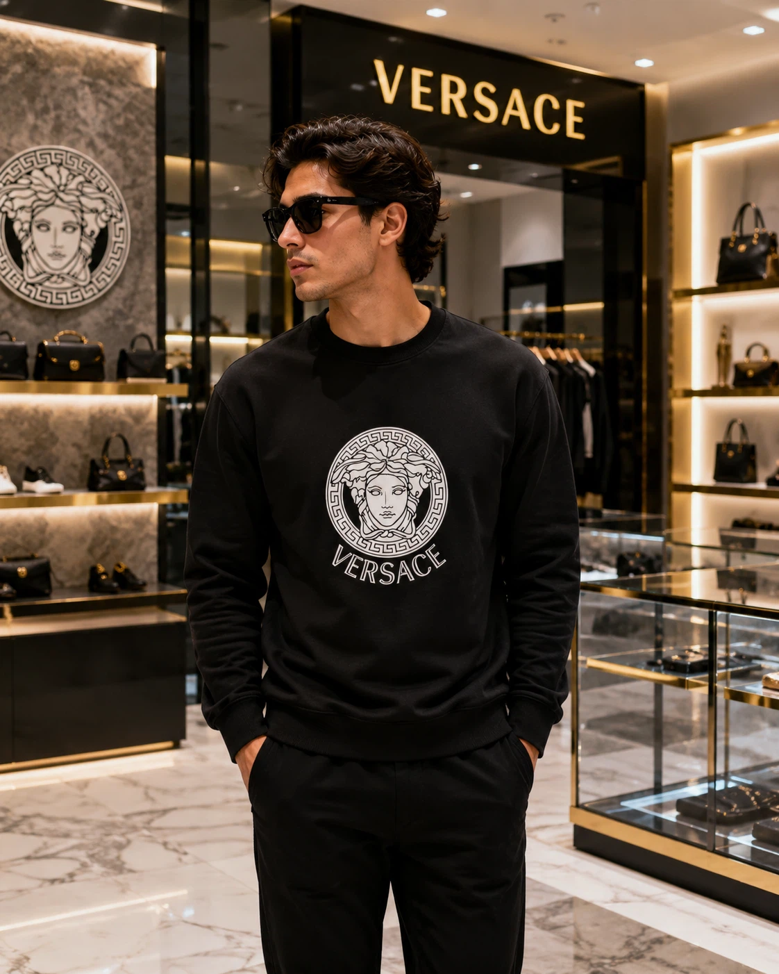 Versace Medusa Black Crewneck Sweatshirt