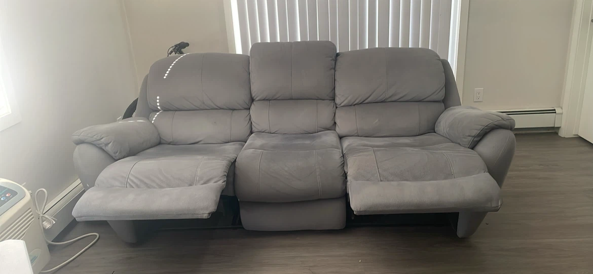 Grey 3-Seat Reclining Sofa