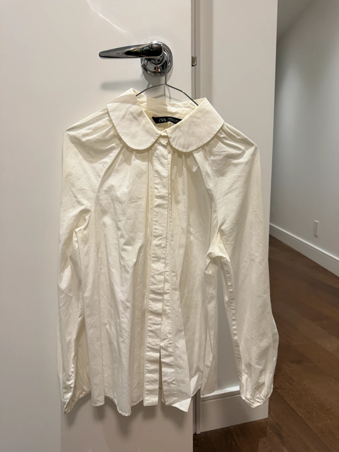 ZARA White Collared Long Sleeve Shirt