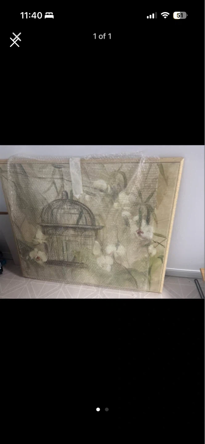 Set of 3 Floral and Birdcage Wall Art